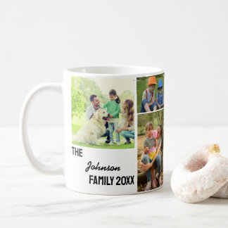 Black Calligraphy Family Photo Collage Coffee Mug