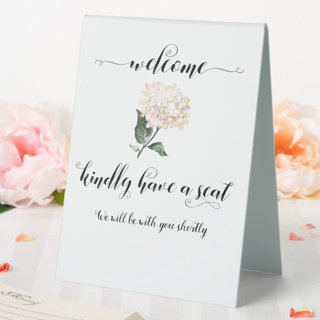 Black Calligraphy Floral Kindly Have A Seat Sign (In SItu (Wedding))