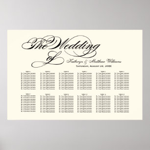Black Calligraphy Ivory Wedding Seating Chart