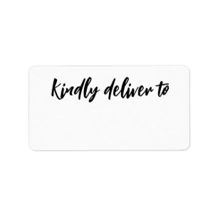 Black Calligraphy Kindly Deliver To Blank Label
