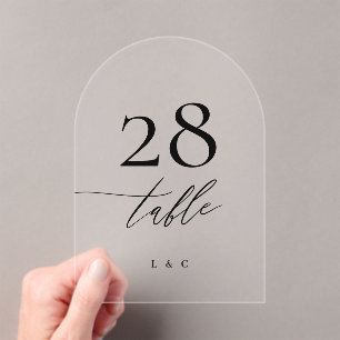 Black Calligraphy Modern Acrylic Arch Table Number