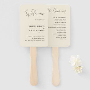 Black Calligraphy On Beige Wedding Hand Fan
