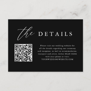 Black Calligraphy QR Code Wedding Details Enclosure Card