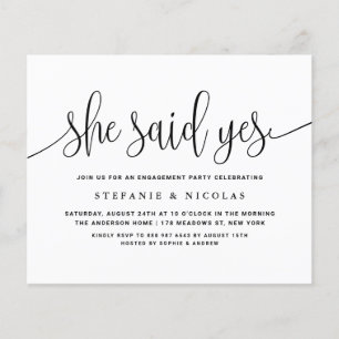 Black Calligraphy She Said Yes Engagement Party