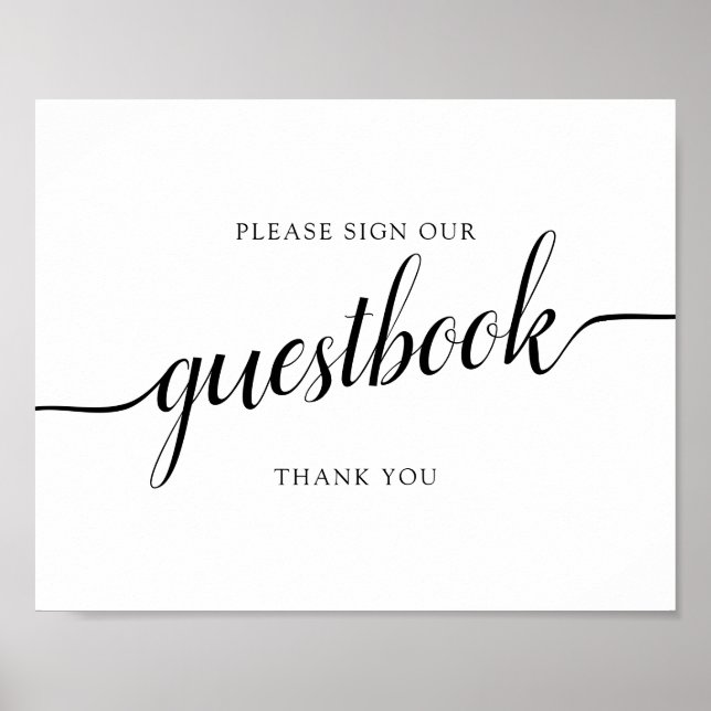 Black Calligraphy "Sign our Guestbook" Sign (Front)