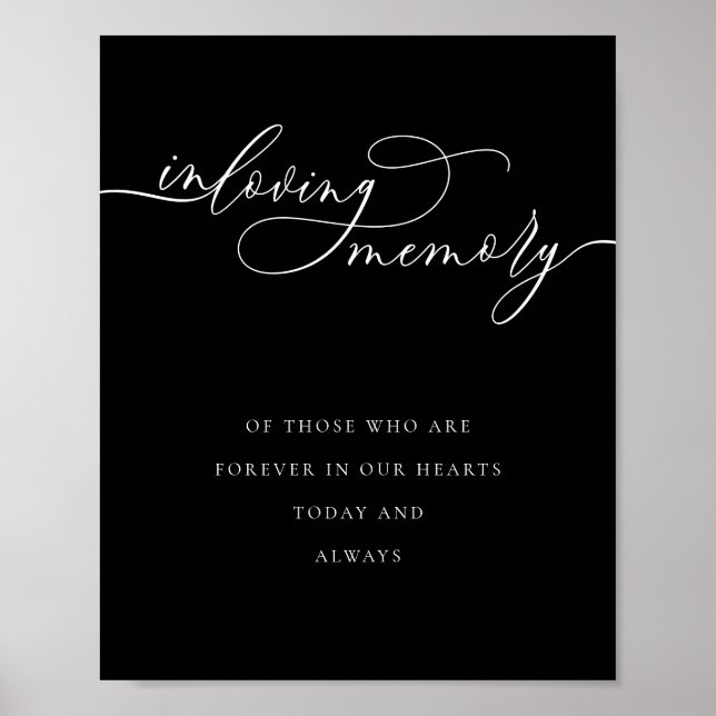 Black Calligraphy Signature in Loving Memory Poster (Front)
