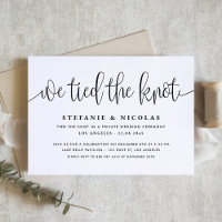 Black Calligraphy We Tied The Knot Invitation