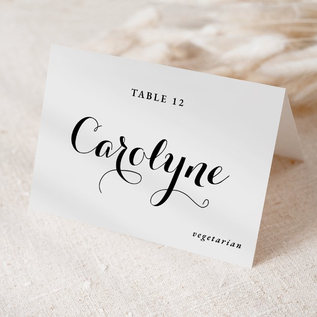 Black Calligraphy Wedding Meal Choice Place Card (Creator Uploaded)