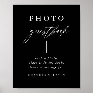 Black Calligraphy Wedding Photo Guestbook Sign