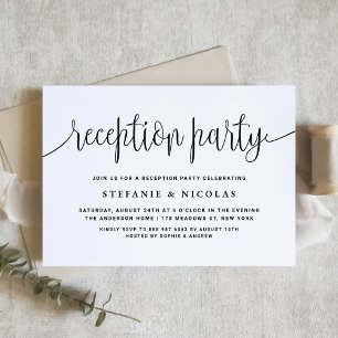 Black Calligraphy Wedding Reception Party Invitation