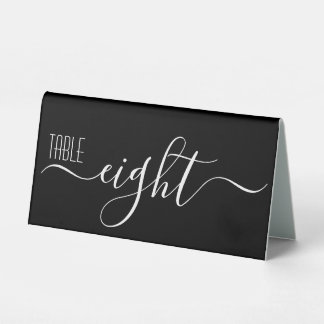 Black Calligraphy Wedding Table Number Eight