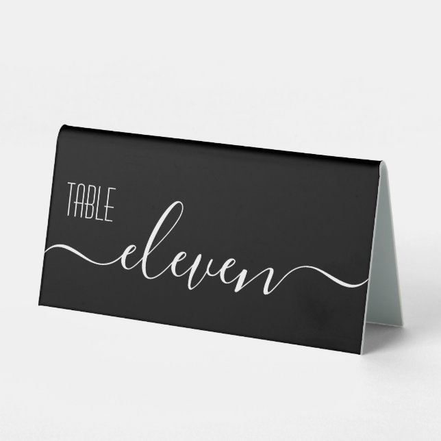 Black Calligraphy Wedding Table Number Eleven (Front)