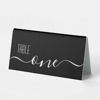 Black Calligraphy Wedding Table Number One