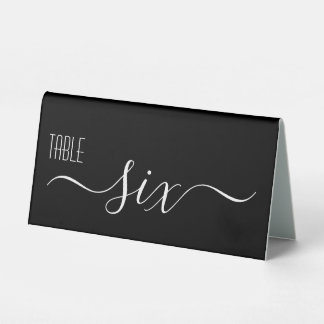 Black Calligraphy Wedding Table Number Six