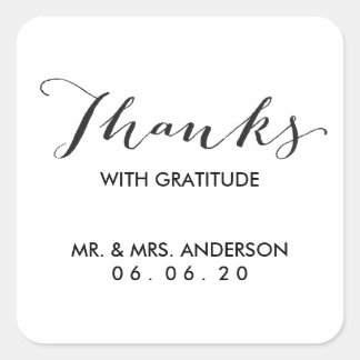 Black Calligraphy | Wedding Thank You Sticker