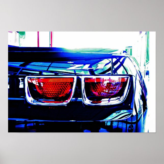 Black Camaro ZL1 Tail Lights with Decal Poster (Front)