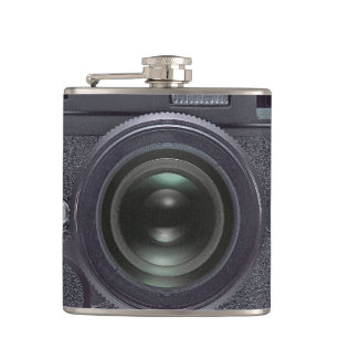 Black camera hip flask