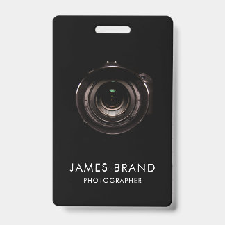 Black Camera Lens Photographer ID Badge