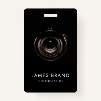 Black Camera Lens Photographer ID ID Badge