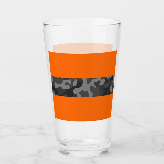 Black Camo and Blaze Beer Glasses, Camo For Them,  Glass (Front)