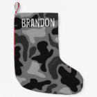 Black Camo Grunge Name Christmas Stocking