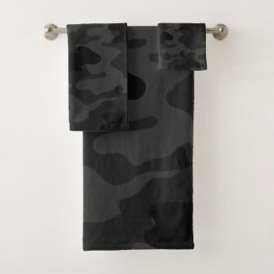 Black Camouflage Bath Towel Set