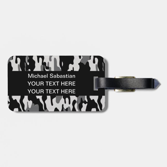 Black Camouflage Luggage Tag (Back Horizontal)