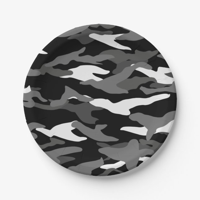 Black camouflage paper plate (Front)