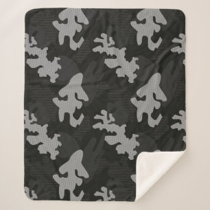 Black Camouflage Pattern Sherpa Blanket