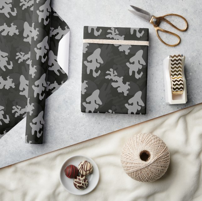 Black Camouflage Pattern Wrapping Paper (Crafts)