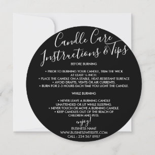 Black Candle Care Insert Thank You Card