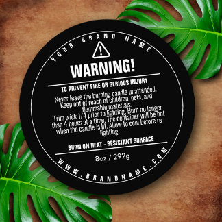 Black Candle Product Warning Label Design Sticker
