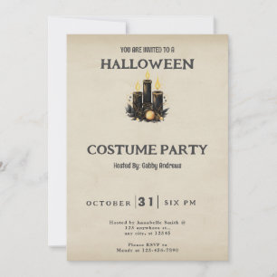 Black Candles Vintage Halloween Costume Invitation