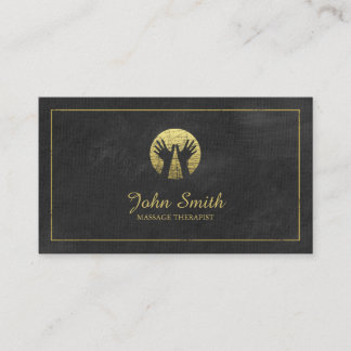Black Canvas Golden Frame, Hands Massage Therapy Appointment Card