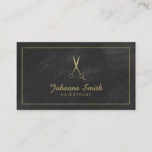 Black Canvas Golden Frame & Scissors Hairstylist Appointment Card