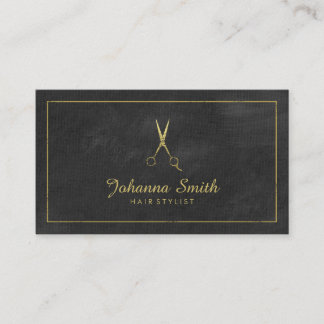 Black Canvas Golden Frame & Scissors Hairstylist Appointment Card