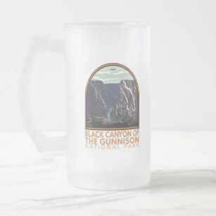 Black Canyon Of The Gunnison Vintage Emblem Frosted Glass Beer Mug