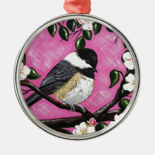Black cap Chickadee Metal Tree Decoration