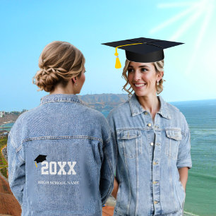Black Cap Class of 20XX Graduation Denim Jacket