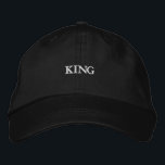 Black Cap Featuring King Text Embroidery for a Men<br><div class="desc">Experience sophistication with the black cap featuring "King" text in embroidery. The cotton material and adjustable visor provide ultimate comfort. Ideal for making a royal statement in everyday wear.</div>