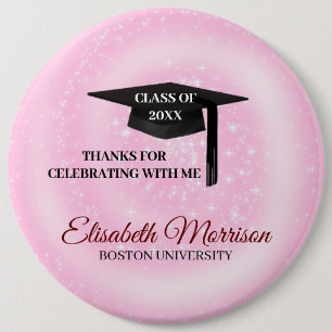 Black Cap on Pink 6 Cm Round Badge