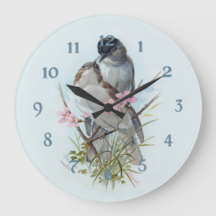 Black Cap Warbler Birds Large Clock