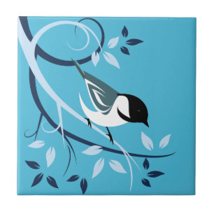 Black Capped Chickadee Art Tiles