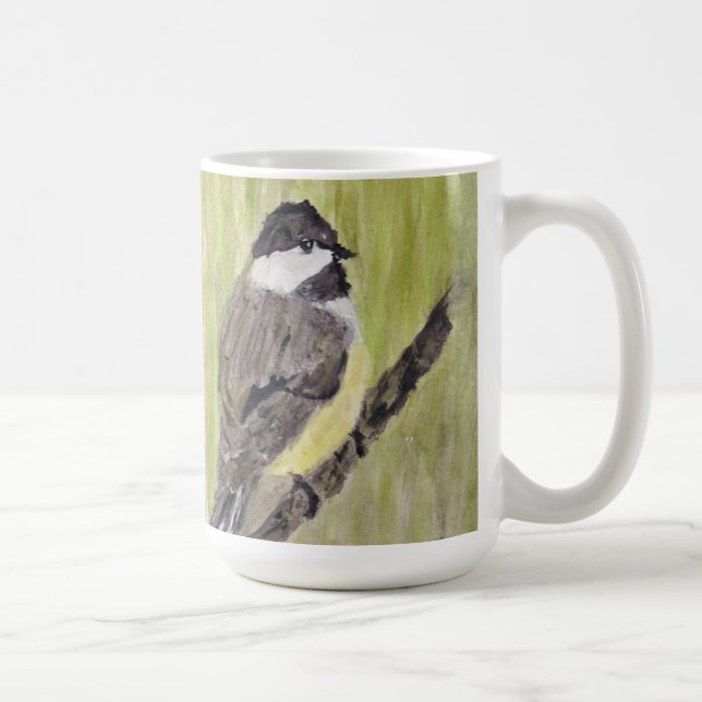 Black-capped Chickadee Bird - acrylic painting. Coffee Mug (Right)