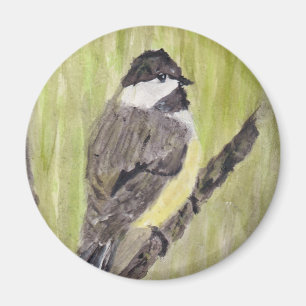 Black-capped Chickadee Bird - acrylic painting.  Magnet