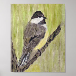 Black-capped Chickadee Bird - acrylic painting. Poster