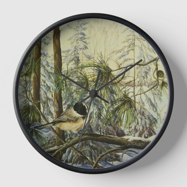 "Black-capped Chickadee" by Charlie Rapsky - Clock (Front)