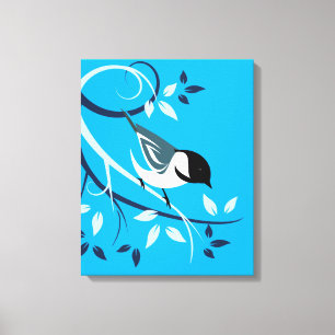 Black Capped Chickadee Canvas Prints