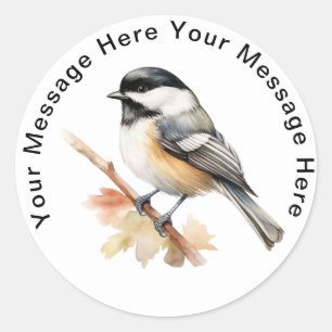 Black Capped Chickadee Classic Round Sticker