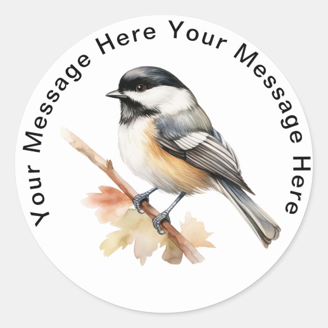 Black Capped Chickadee Classic Round Sticker (Front)